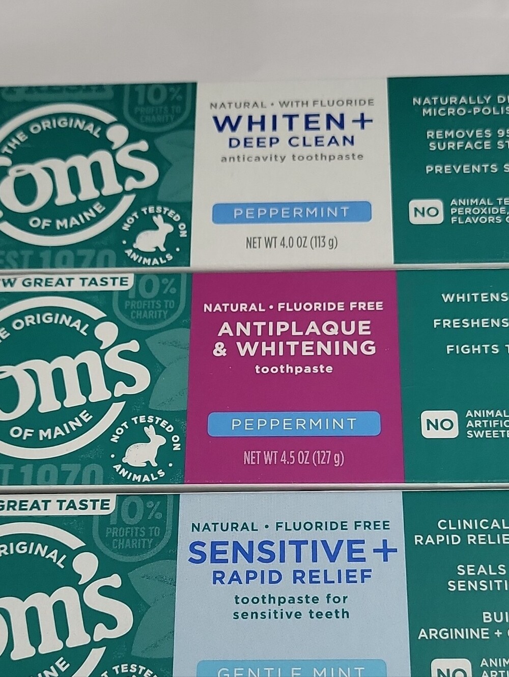 Tom's of Maine Toothpaste Lot Sensitive+ Rapid Relief Mint + Peppermint - Picture 3 of 10